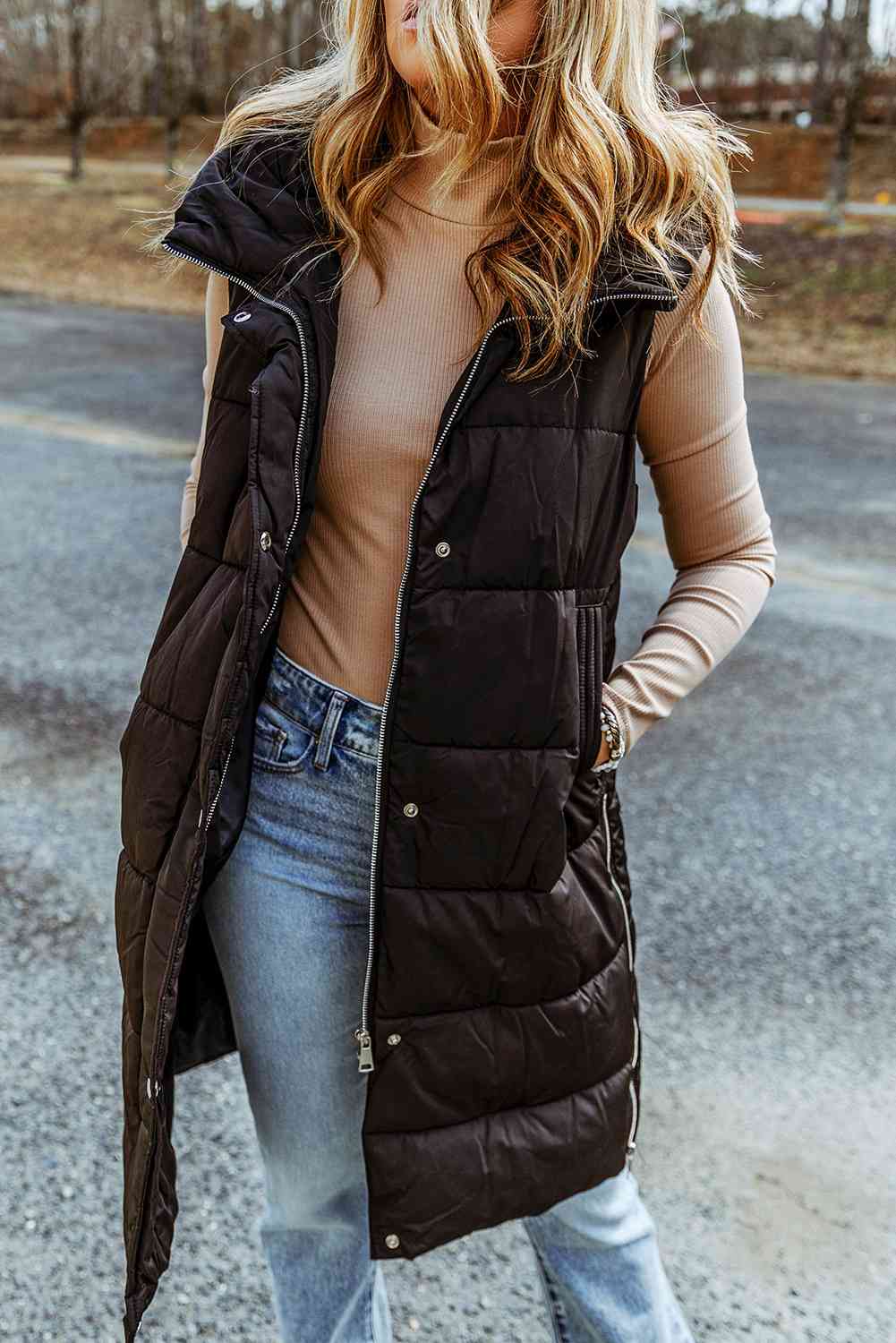 Long length sales puffer vest